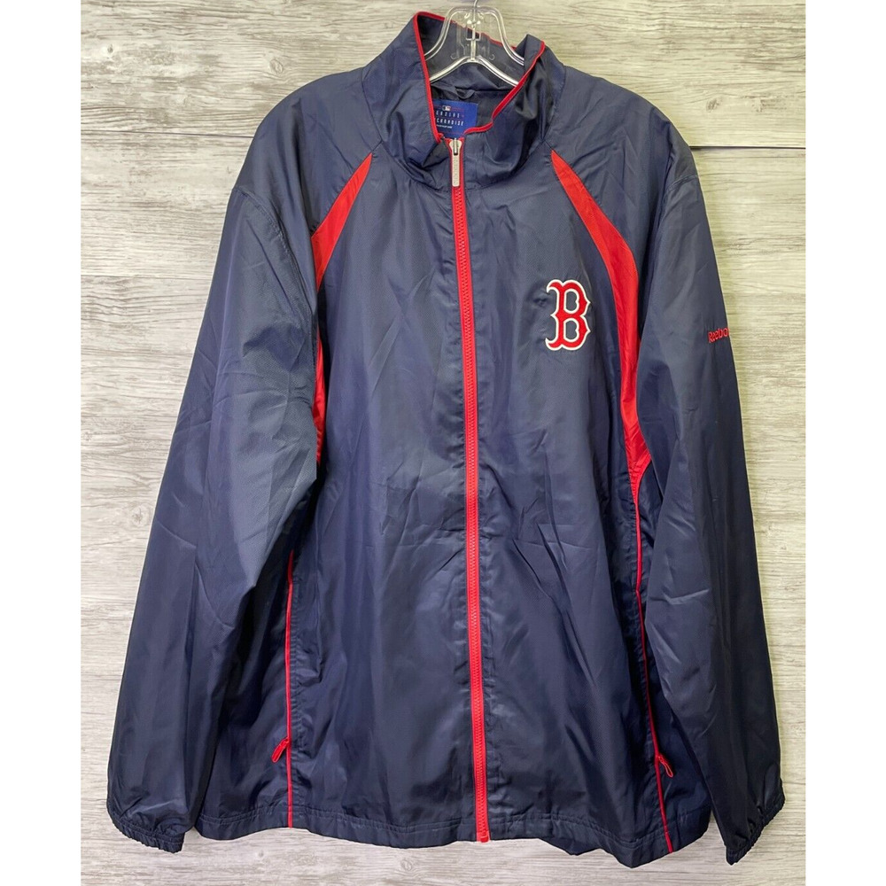 Reebok Boston Red Sox Jacket‎ Mens XL Full Zip Blue Windbreaker Baseball 5623A